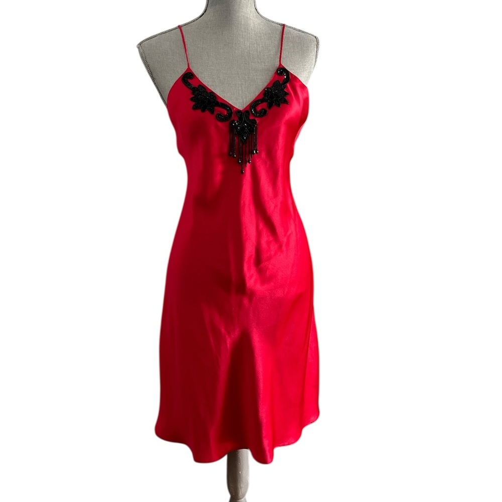 Victoria’s Secret Vintage Satin & Beaded Slip Dress